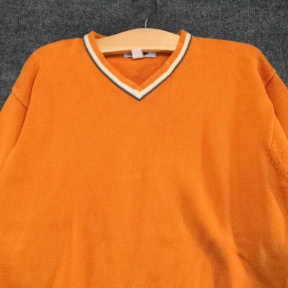 Old Navy Men's Pullover V-Neck Knit Sweater Orange Medium Long Sleeve - Picture 3 of 11